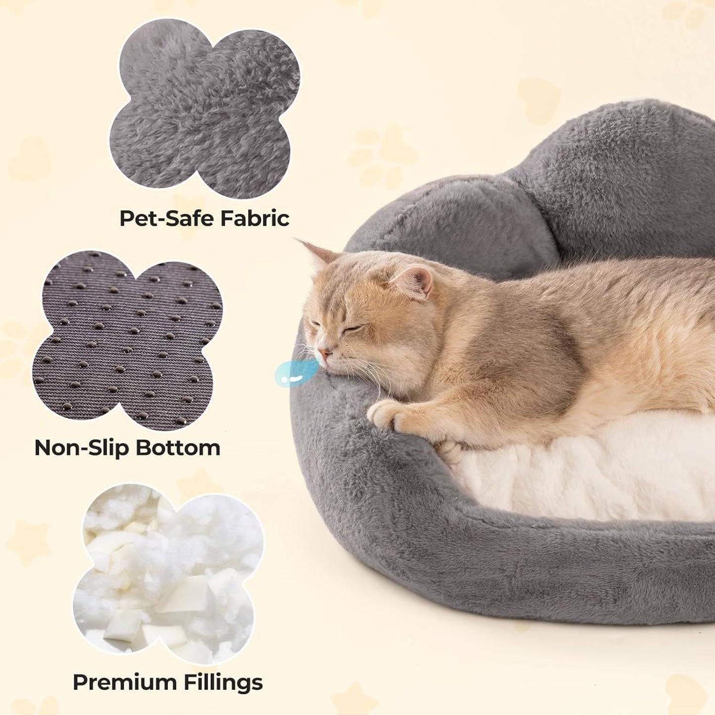 Fluffy Flower Cat Bed – Washable, Cute, and Non-Slip