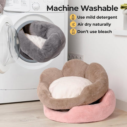 Fluffy Flower Cat Bed – Washable, Cute, and Non-Slip
