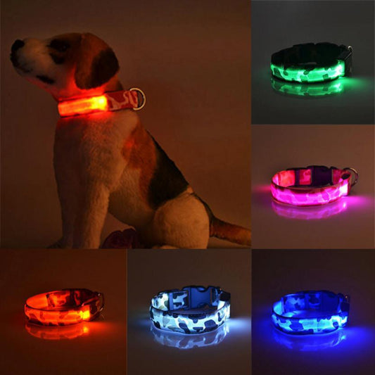Luminous Camo Pet Collar – Night Safety with Style