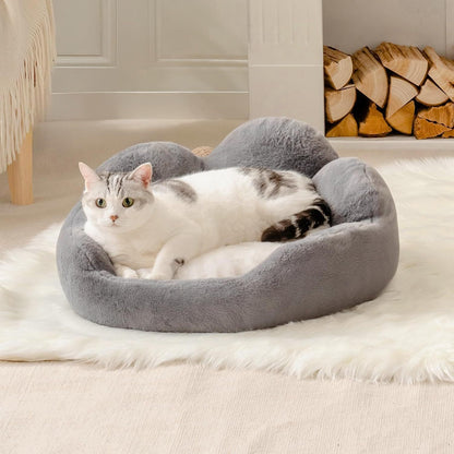 Fluffy Flower Cat Bed – Washable, Cute, and Non-Slip
