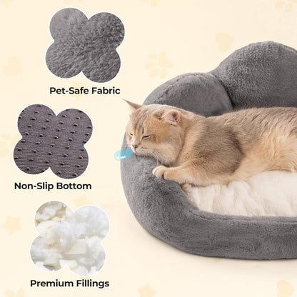 Fluffy Flower Cat Bed – Washable, Cute, and Non-Slip