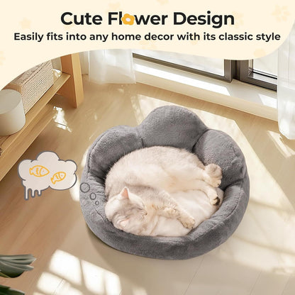 Fluffy Flower Cat Bed – Washable, Cute, and Non-Slip