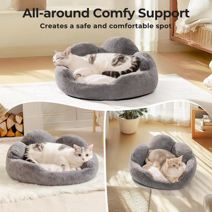 Fluffy Flower Cat Bed – Washable, Cute, and Non-Slip